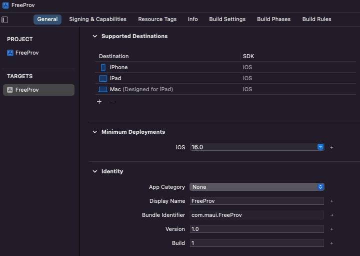 Xcode General Project Settings